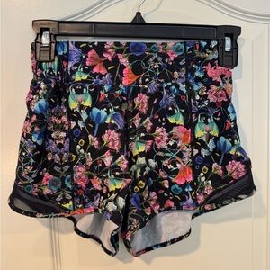 Lululemon Athletica Floral Lined Running Shorts Sz 2